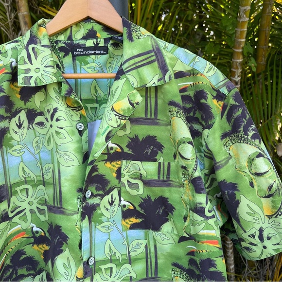 No Boundaries Hawaiian Shirt Button Down Toucan Tropical Mens Large - Picture 2 of 9